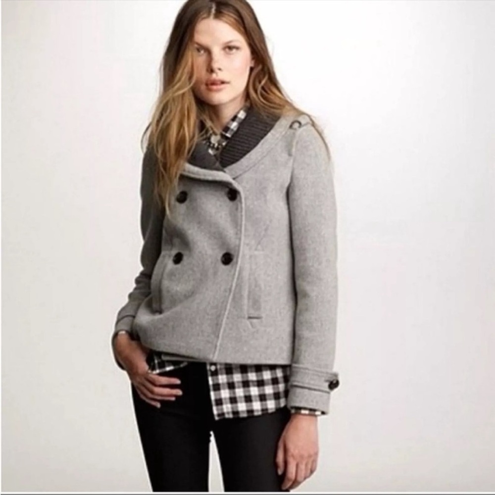 J. CREW Stadium Cloth by Nello Gori Gray Wool Coat Size 2 Preppy